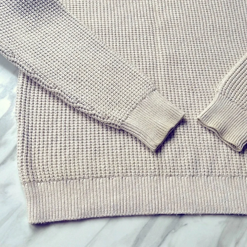 J. Crew Men's Textured Cream Crewneck Sweater Cotton Size S